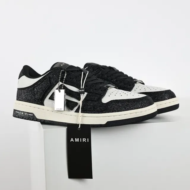 Amiri MA Court Sneakers Lifestyle Noir à Paillettes et Blanc 3