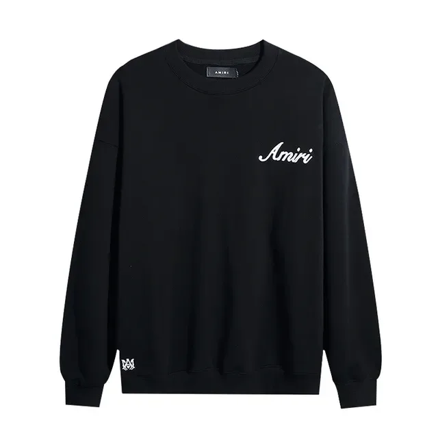 Amiri Script Logo Crewneck Black White Embroidered Sweater 2