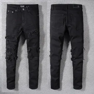 Amiri Skel Top Black Distressed Slim-Fit Jeans