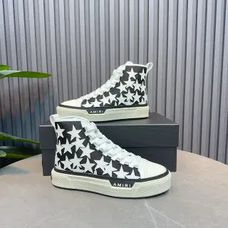 Amiri Skel Top High Black White Star Print Lifestyle Sneakers