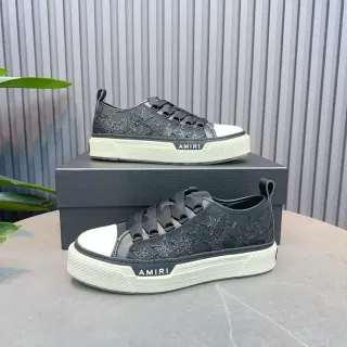 Amiri Skel Top Low Star-Embroidered Black and White Lifestyle Sneakers