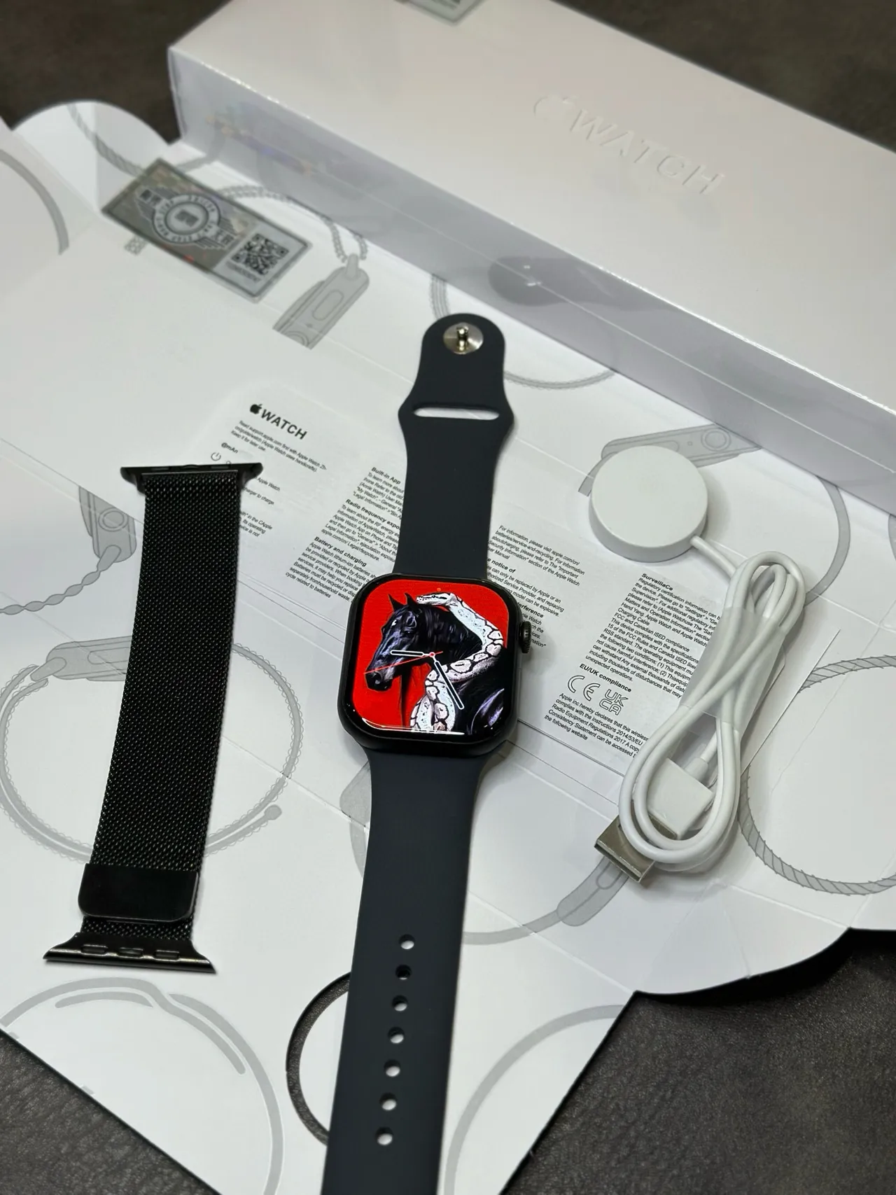 Apple Black Red Square Case Digital Crown Sports Watch 4
