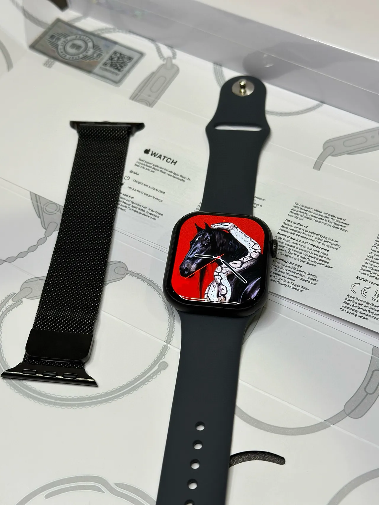 Apple Black Red Square Case Digital Crown Sports Watch 6
