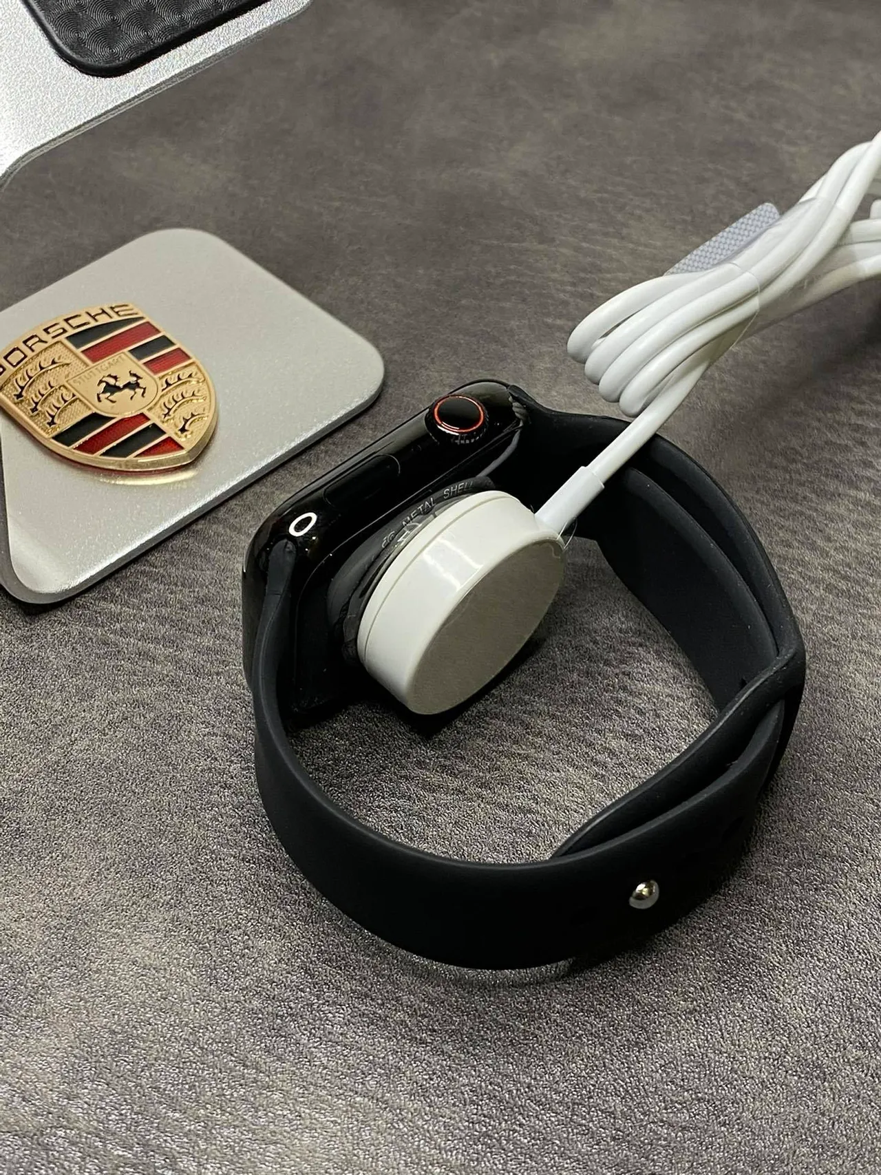 Apple Series 7 Silver Gray Flat-Edged Stainless Steel Case Light Silicone Sport Band Sports Watch 4