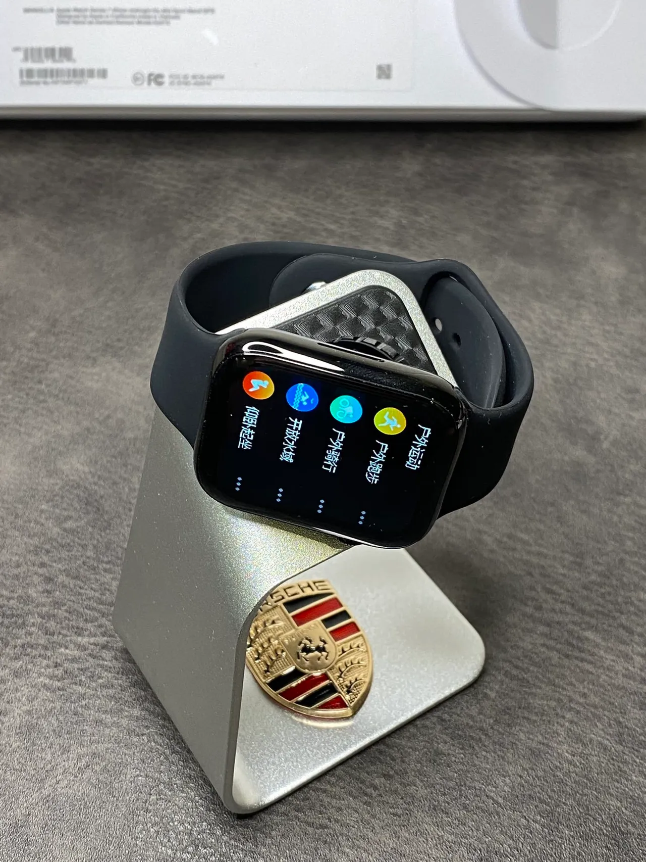 Apple Series 7 Silver Gray Flat-Edged Stainless Steel Case Light Silicone Sport Band Sports Watch 5