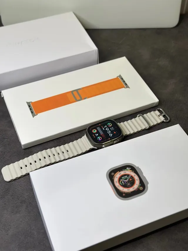 Apple Ultra 2 Gray Silver Rugged Titanium Case Flat Sapphire Crystal Sports Watch 2