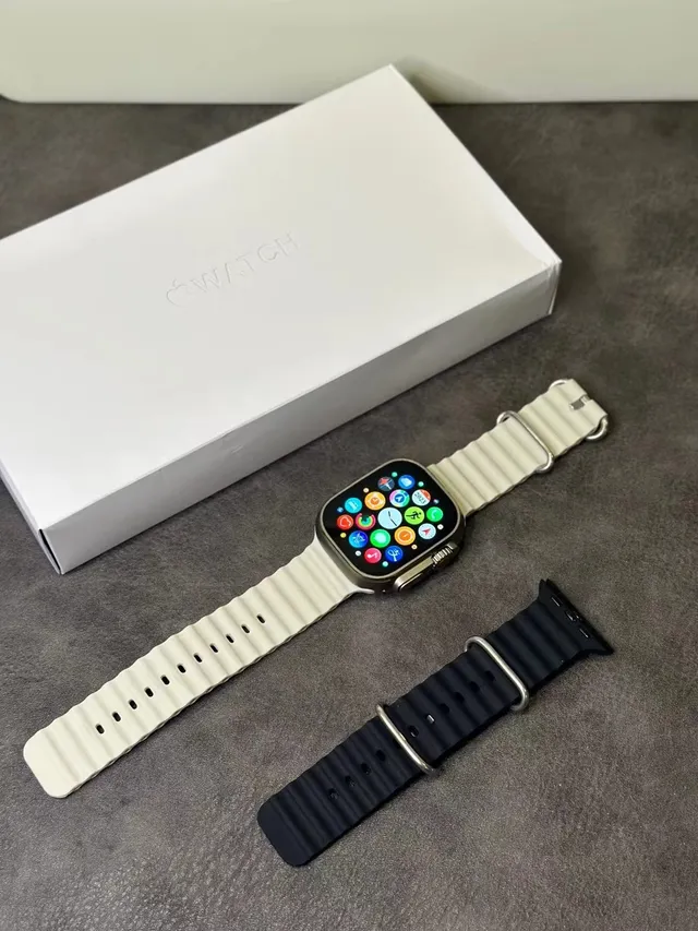 Apple Ultra 2 Gray Silver Rugged Titanium Case Flat Sapphire Crystal Sports Watch 11
