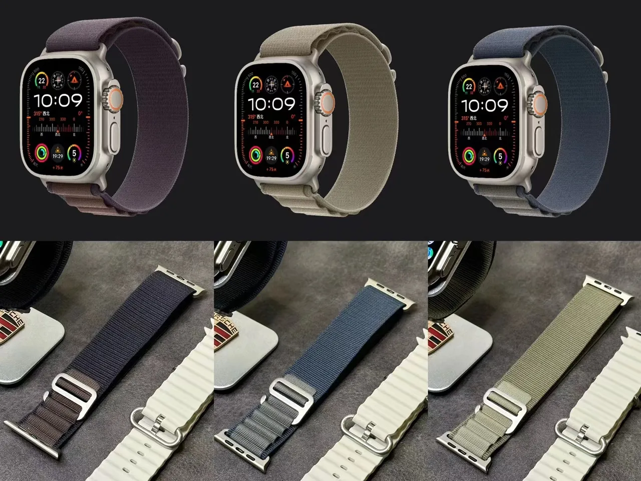 Apple Ultra 2 Gray Silver Rugged Titanium Case Flat Sapphire Crystal Sports Watch 23