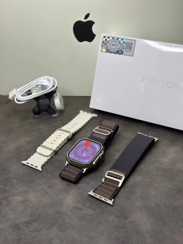 Apple Ultra 2 Gray Silver Rugged Titanium Case Flat Sapphire Crystal Sports Watch 24