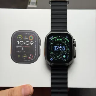 Apple Watch Ultra Black Rugged Case Ribbed Silicone Band Sports Watch