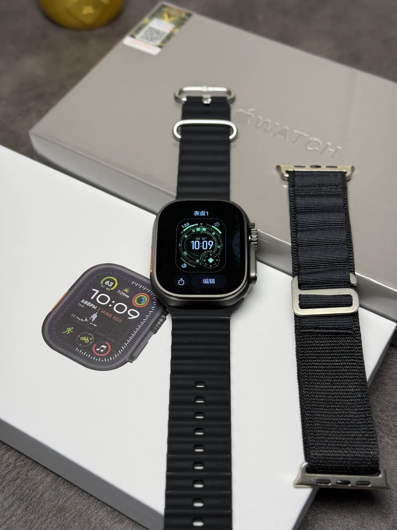 Apple Watch Ultra Black Rugged Case Ribbed Silicone Band Sports Watch 3