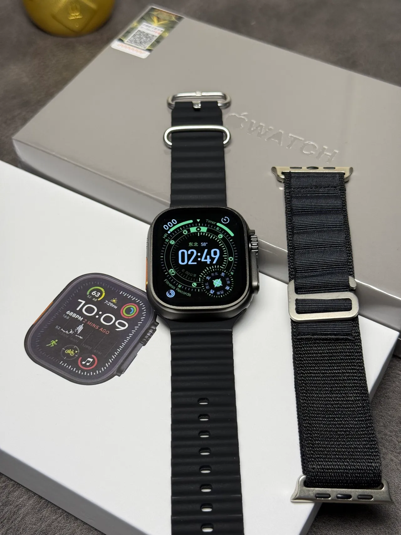Apple Watch Ultra Black Rugged Case Ribbed Silicone Band Sports Watch 4