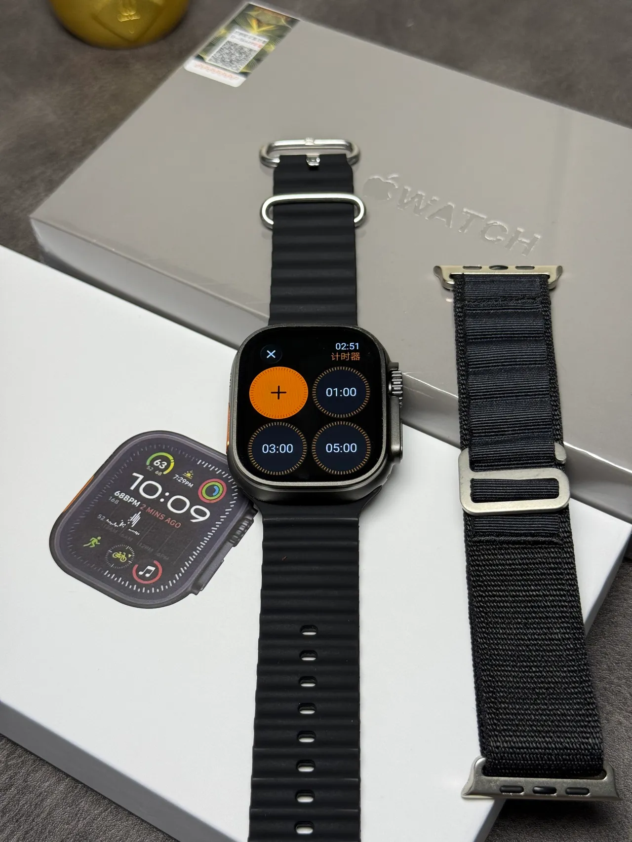 Apple Watch Ultra Black Rugged Case Ribbed Silicone Band Sports Watch 14