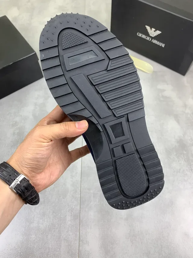 Armani Exchange Navy Mesh-Suede Logo Sneaker 2