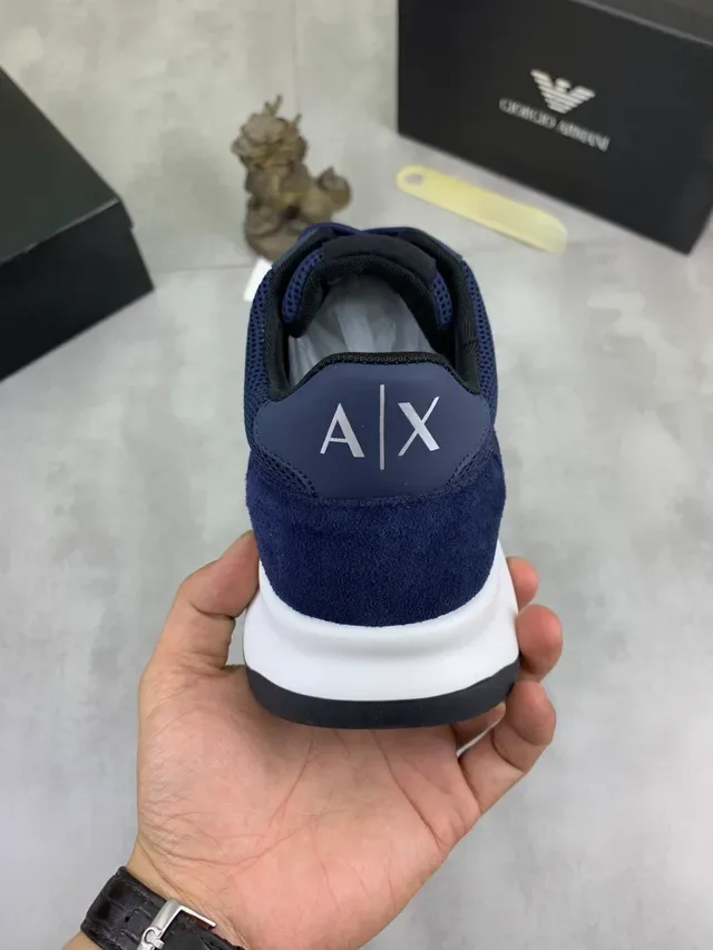 Armani Exchange Navy Mesh-Suede Logo Sneaker 3