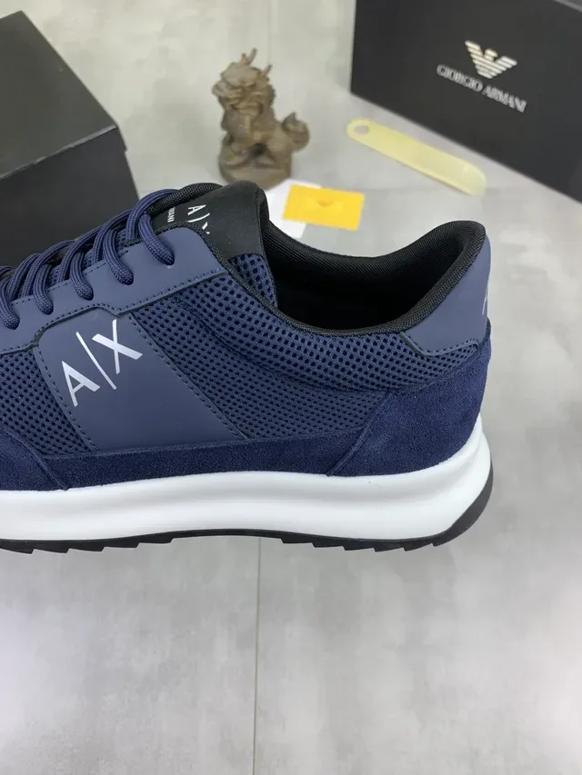 Armani Exchange Navy Mesh-Suede Logo Sneaker 4