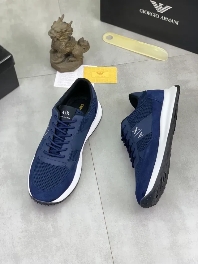 Armani Exchange Navy Mesh-Suede Logo Sneaker 5