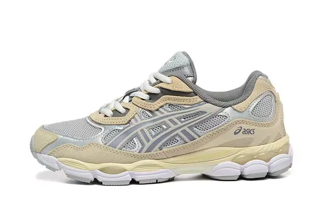 ASICS Beige Gris Stratifié Synthétique Cage Maille Panneaux Style de vie Sneakers 2