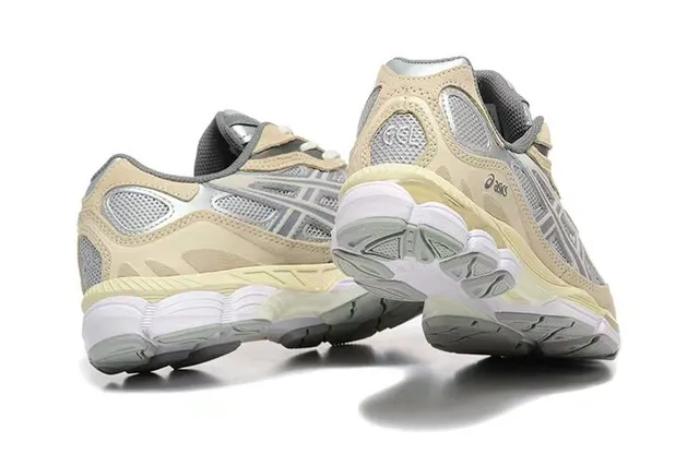 ASICS Beige Gris Stratifié Synthétique Cage Maille Panneaux Style de vie Sneakers 4