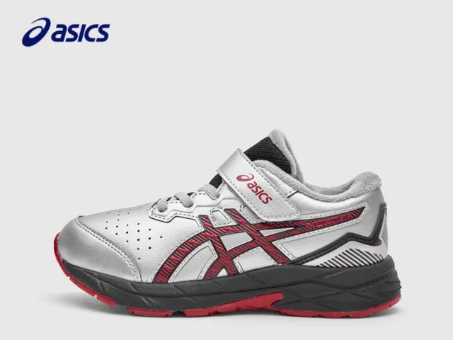 ASICS Beige Navy Low-Top Velcro Strap Closure Running Shoes 4