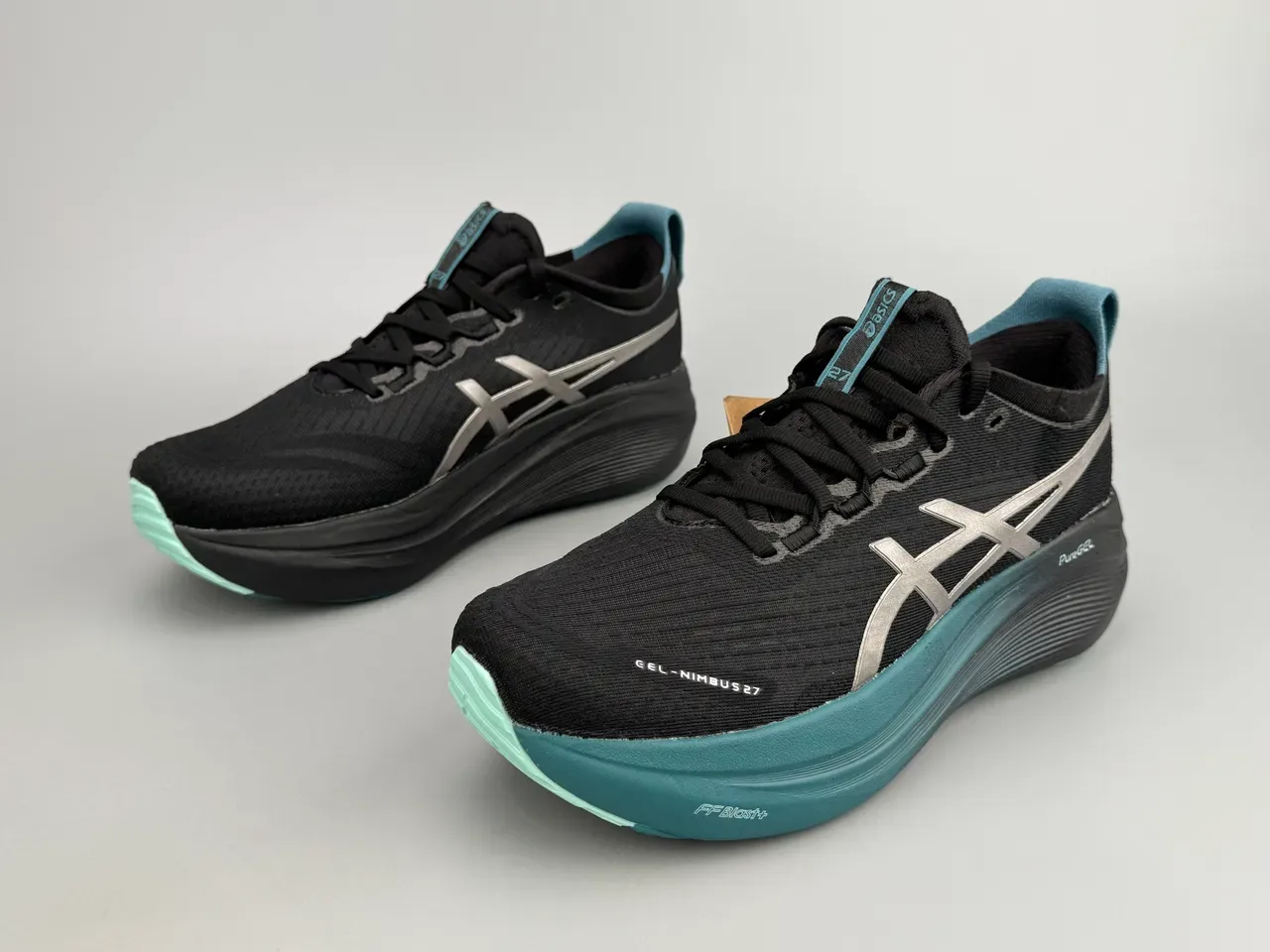 ASICS Gel-Nimbus 27 Black Teal Running Shoes 7