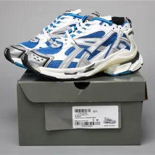 ASICS White Blue Chunky Retro Runner Mesh-and-Synthetic Overlay Running Shoes