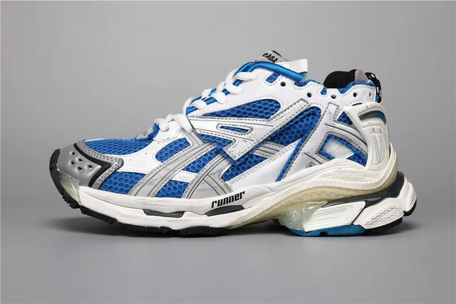 ASICS Blanco Azul Chunky Retro Runner Mesh-and-Synthetic Overlay Zapatillas de Running 9