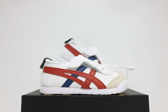ASICS أبيض أزرق بدون أربطة شريط فيلكرو نقشة النمر لوجو سنيكرز لايف ستايل 3