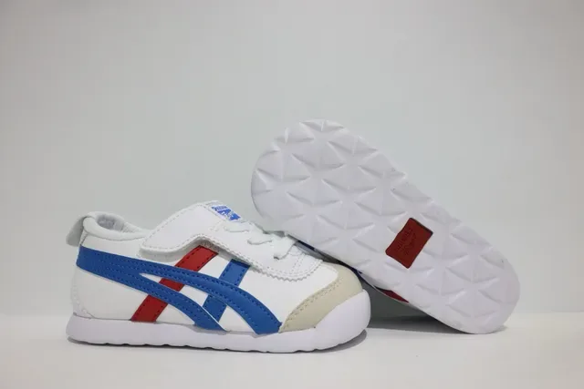 ASICS أبيض أزرق بدون أربطة شريط فيلكرو نقشة النمر لوجو سنيكرز لايف ستايل 9
