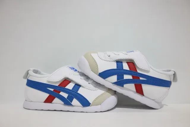 ASICS أبيض أزرق بدون أربطة شريط فيلكرو نقشة النمر لوجو سنيكرز لايف ستايل 10