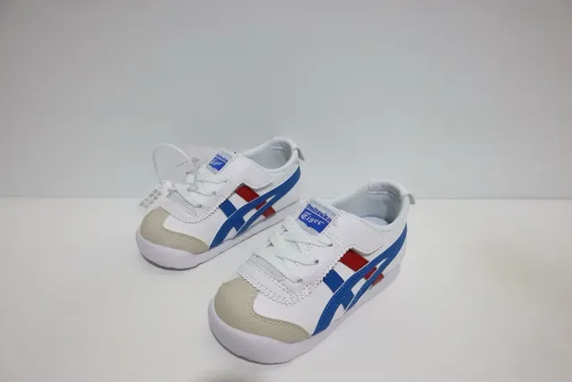 ASICS أبيض أزرق بدون أربطة شريط فيلكرو نقشة النمر لوجو سنيكرز لايف ستايل 14