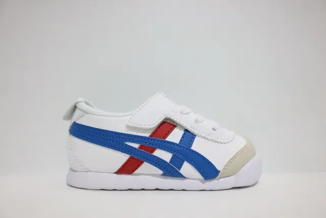 ASICS أبيض أزرق بدون أربطة شريط فيلكرو نقشة النمر لوجو سنيكرز لايف ستايل 16