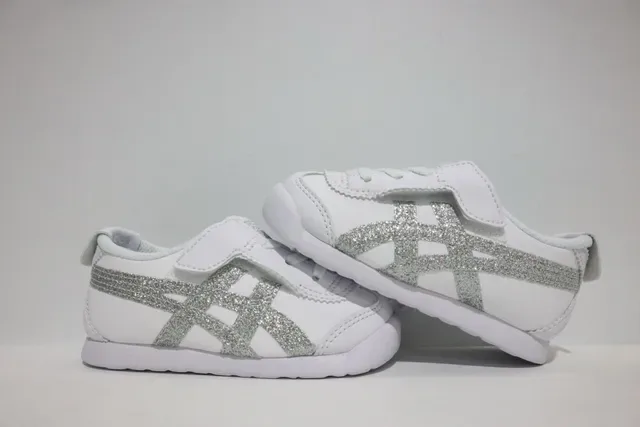 ASICS أبيض أزرق بدون أربطة شريط فيلكرو نقشة النمر لوجو سنيكرز لايف ستايل 19