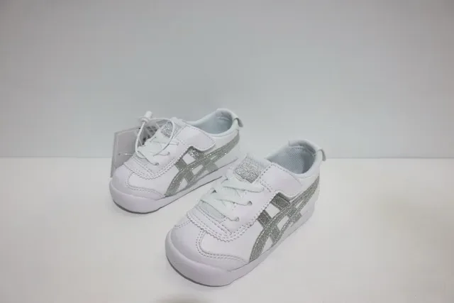 ASICS أبيض أزرق بدون أربطة شريط فيلكرو نقشة النمر لوجو سنيكرز لايف ستايل 23