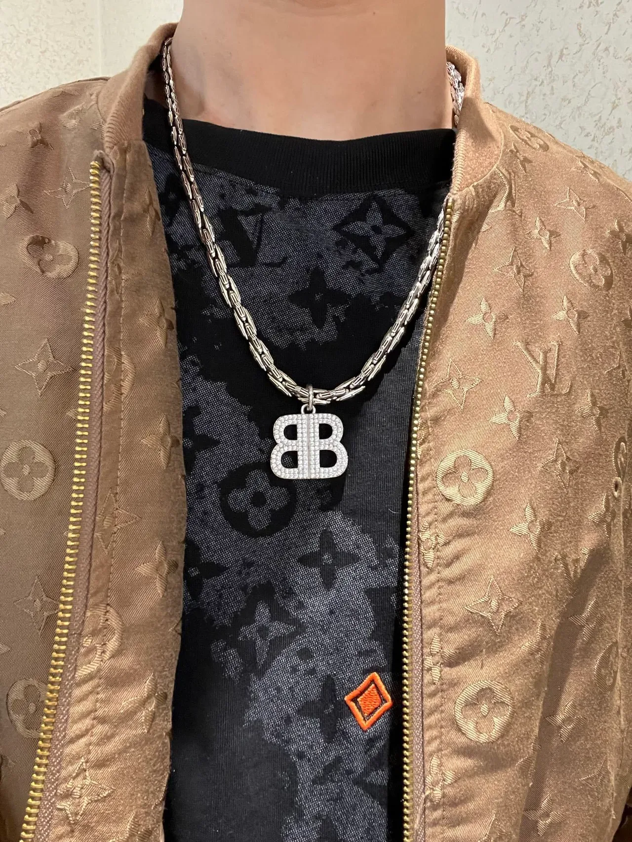 Colar Balenciaga BB Pêndano de Cristal Corrente Grossa 2