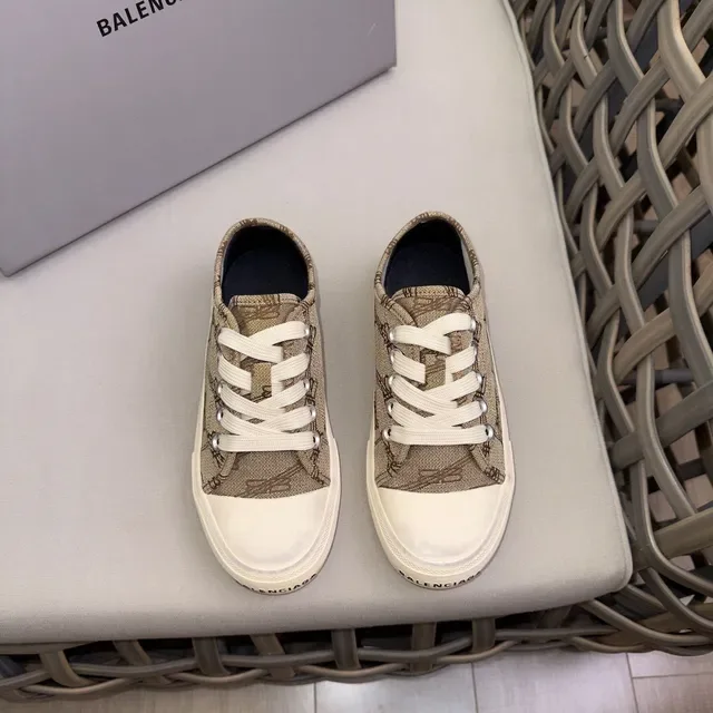 Balenciaga Beige White Monogrammed Canvas Upper Creamy Rubber Sole Lifestyle Sneakers 2