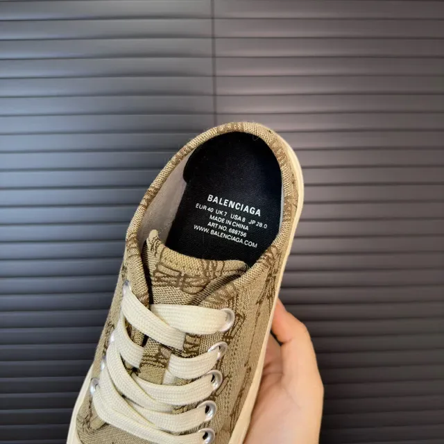 Balenciaga Beige White Monogrammed Canvas Upper Creamy Rubber Sole Lifestyle Sneakers 7