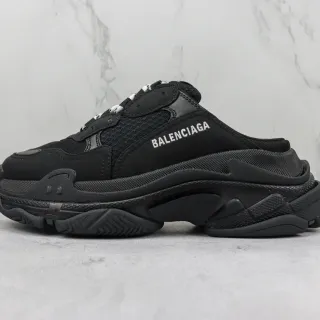 Balenciaga أسود أبيض قاعدة كبيرة حذاء مفتوح الظهر رياضي سميك