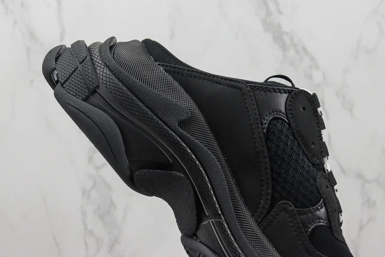 Balenciaga Black White Oversized Sole Slip-On Mule Chunky Sneakers 5