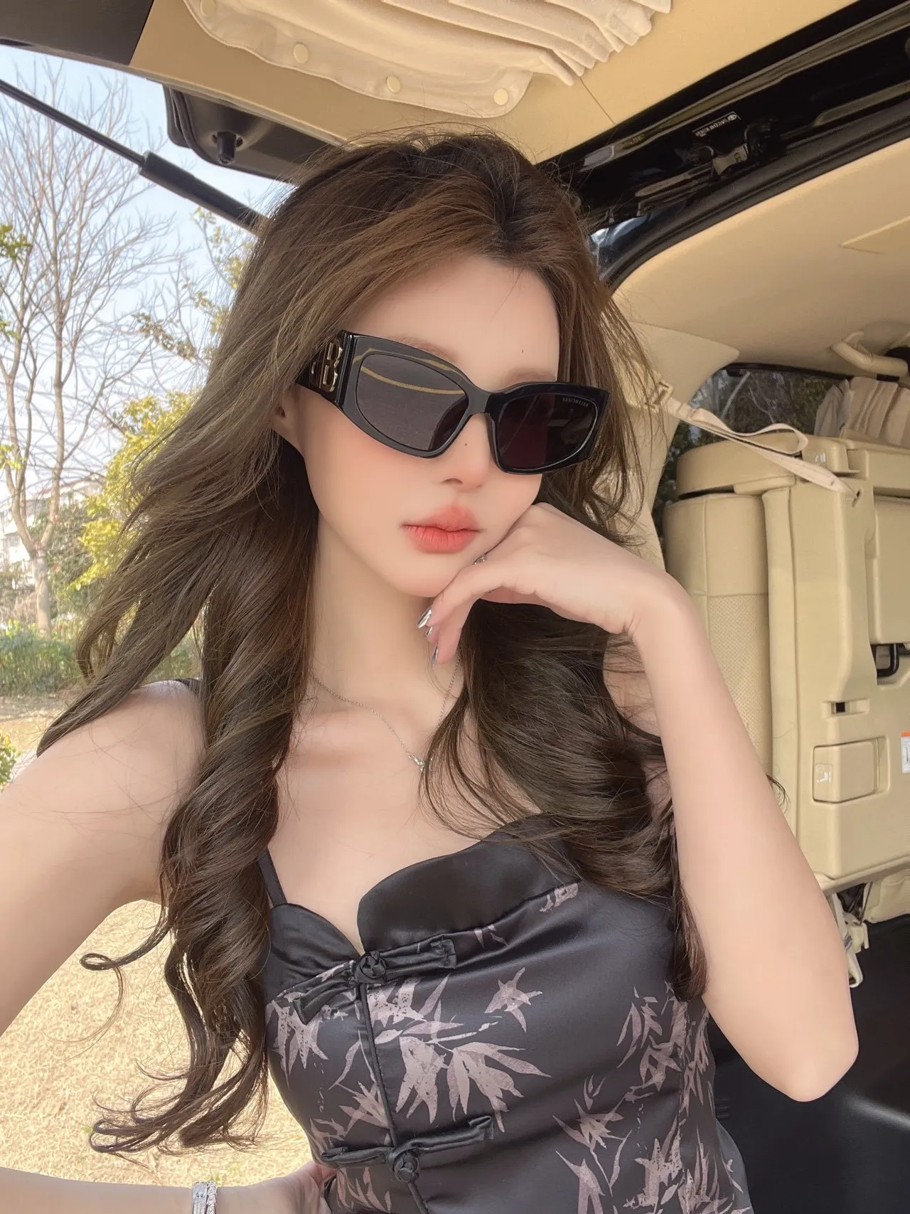 Balenciaga Brown Silver Oversized Rectangular Tortoiseshell Acetate Sunglasses 2