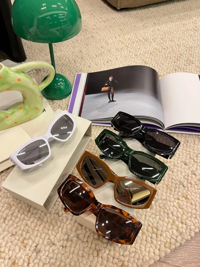 Balenciaga Brown Silver Oversized Rectangular Tortoiseshell Acetate Sunglasses 4