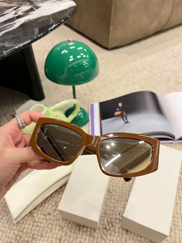 Balenciaga Brown Silver Oversized Rectangular Tortoiseshell Acetate Sunglasses 8