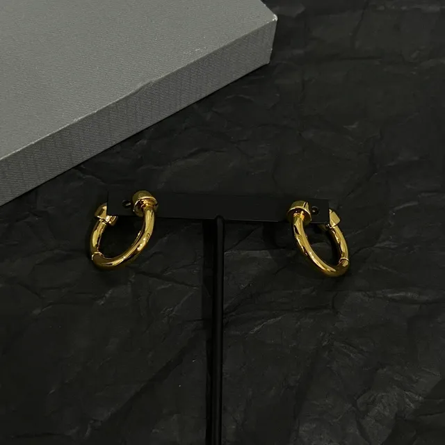 Balenciaga Gold Black Hoop Earrings 3