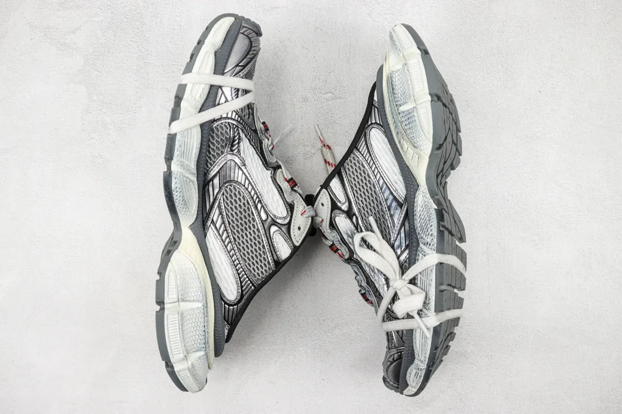 Balenciaga Gris Noir Multi-Couches Synthétique Et Maille Haut Sculpté Segmenté Semelle Sneakers Chunky 2