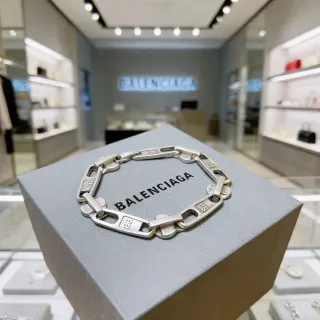 Balenciaga سوار سلسلة صناعية رابط فضي مطفي معدن