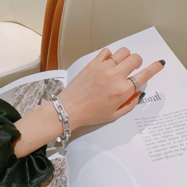 Balenciaga Chaîne Industrielle Maillon Argent Mat Métal Bracelet 7