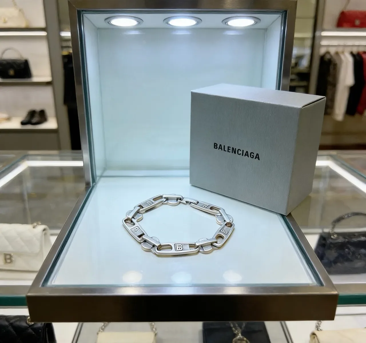 Balenciaga Chaîne Industrielle Maillon Argent Mat Métal Bracelet 8