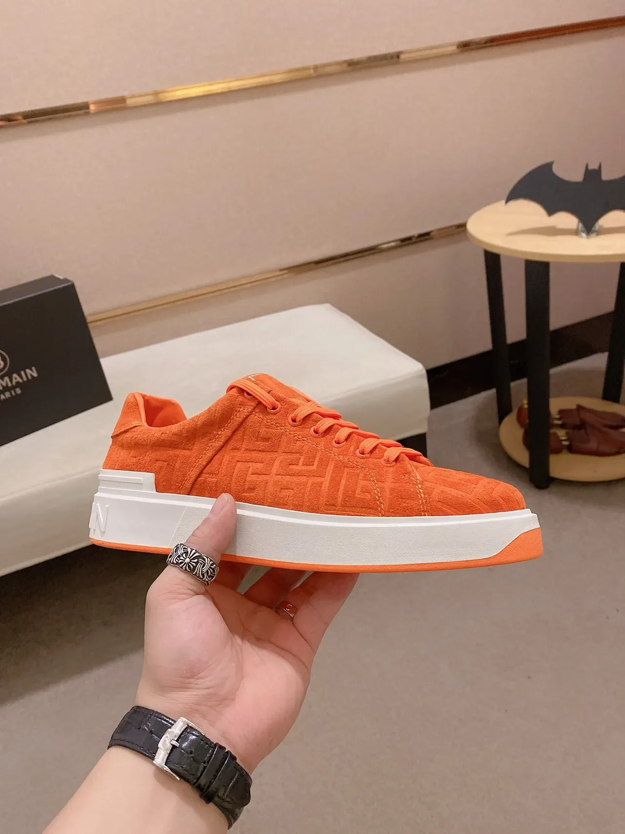 Balenciaga Le City Orange Embossed Platform Lifestyle Sneakers 4