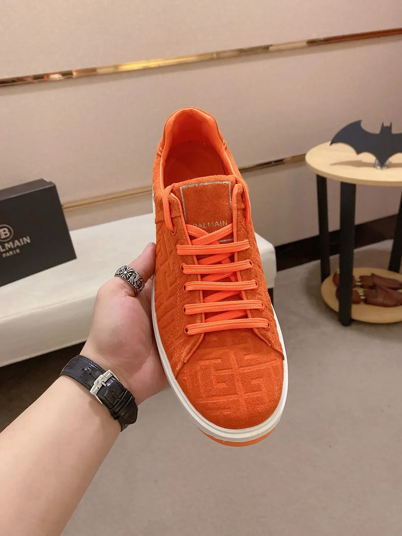 Balenciaga Le City Orange Embossed Platform Lifestyle Sneakers 5
