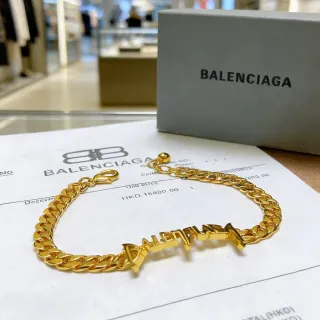 Balenciaga Logo Plaque Curb-Link سوار ذهبي